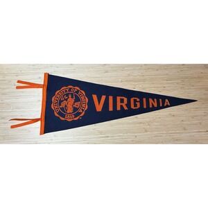University of Virginia UVA Cavaliers Felt Pennant Navy Blue Orange 1819 Seal
